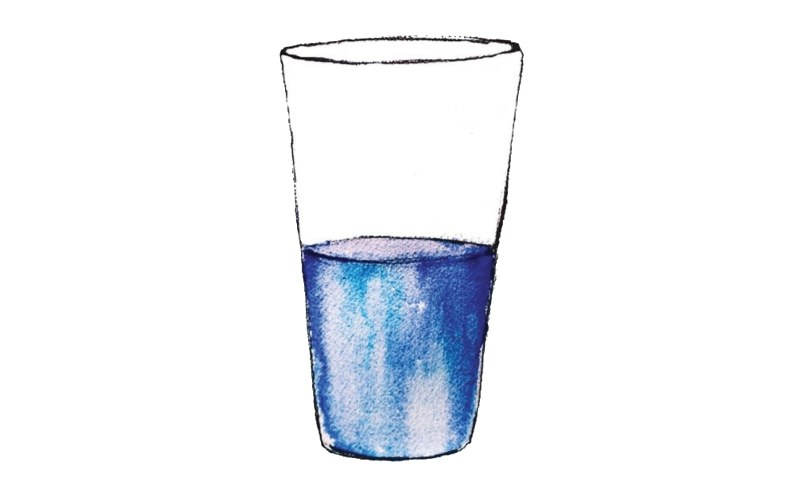 Glass illustrated as half empty and half full