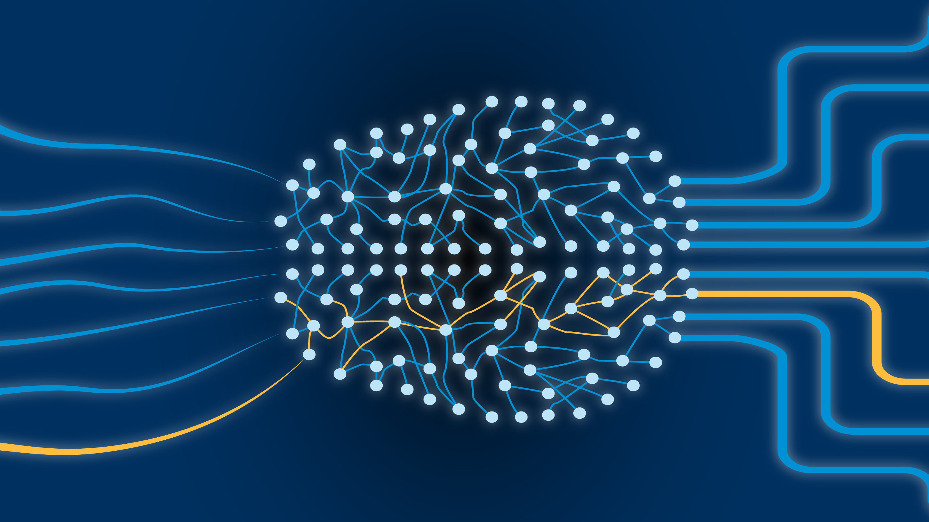 Stylized neural network with inputs x and outputs y